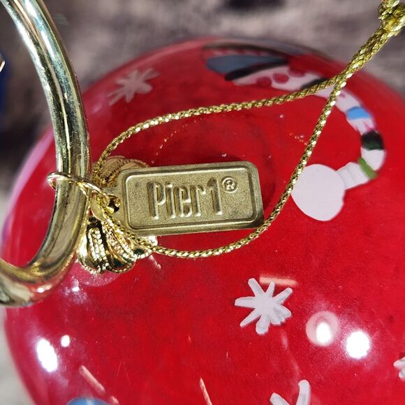 Snowman Christmas Ornament Li Bien Reverse Hand Painted Pier 1 One 2017 w Box - Picture 8 of 15